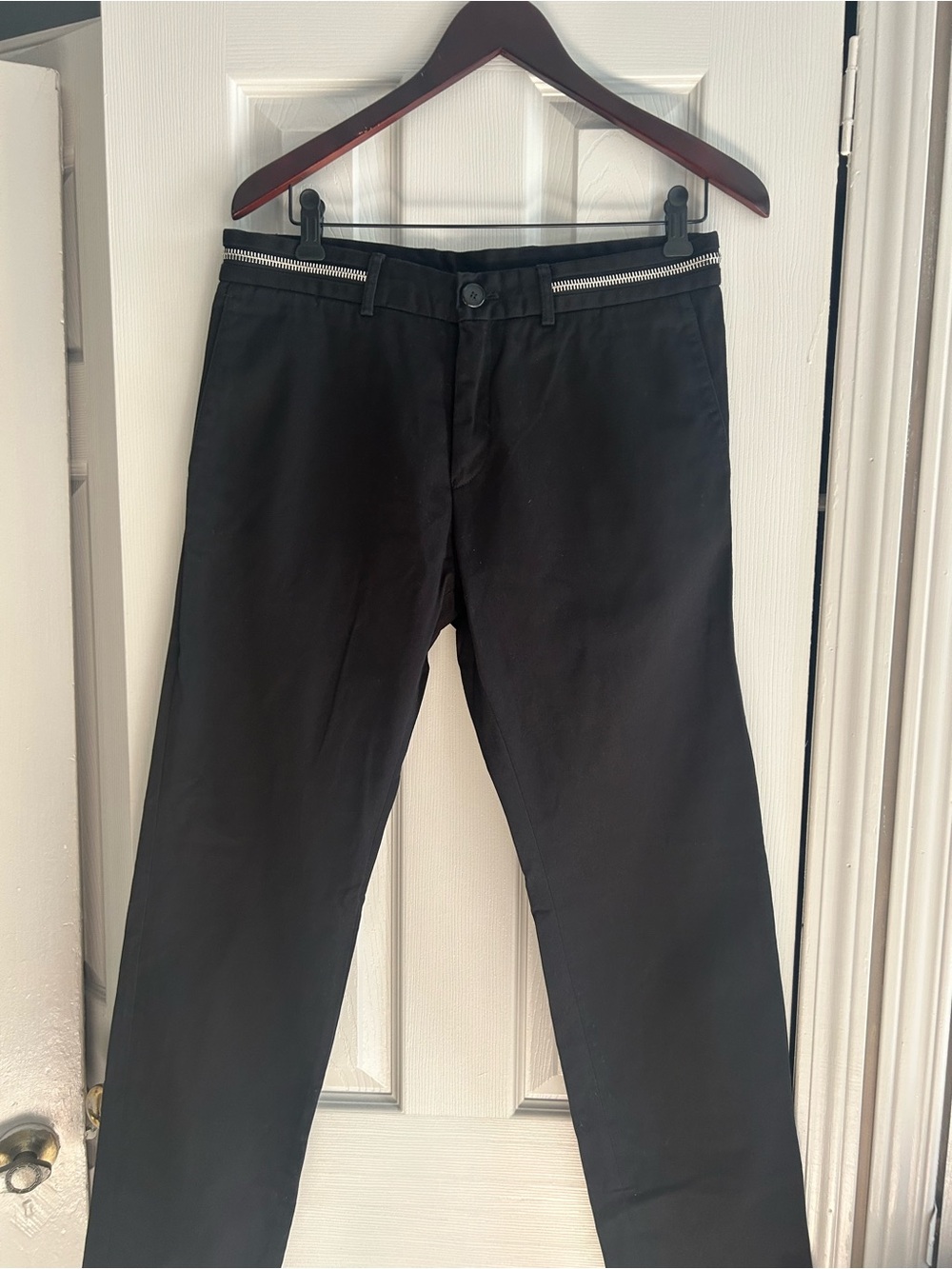 Givenchy Black Men's Chinos with Silver Zip Trim